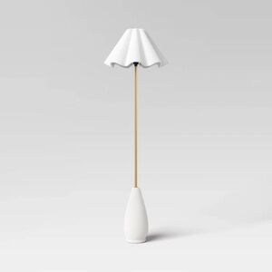 Wavy Shade Collection Ceramic Base Floor Lamp White - Threshold